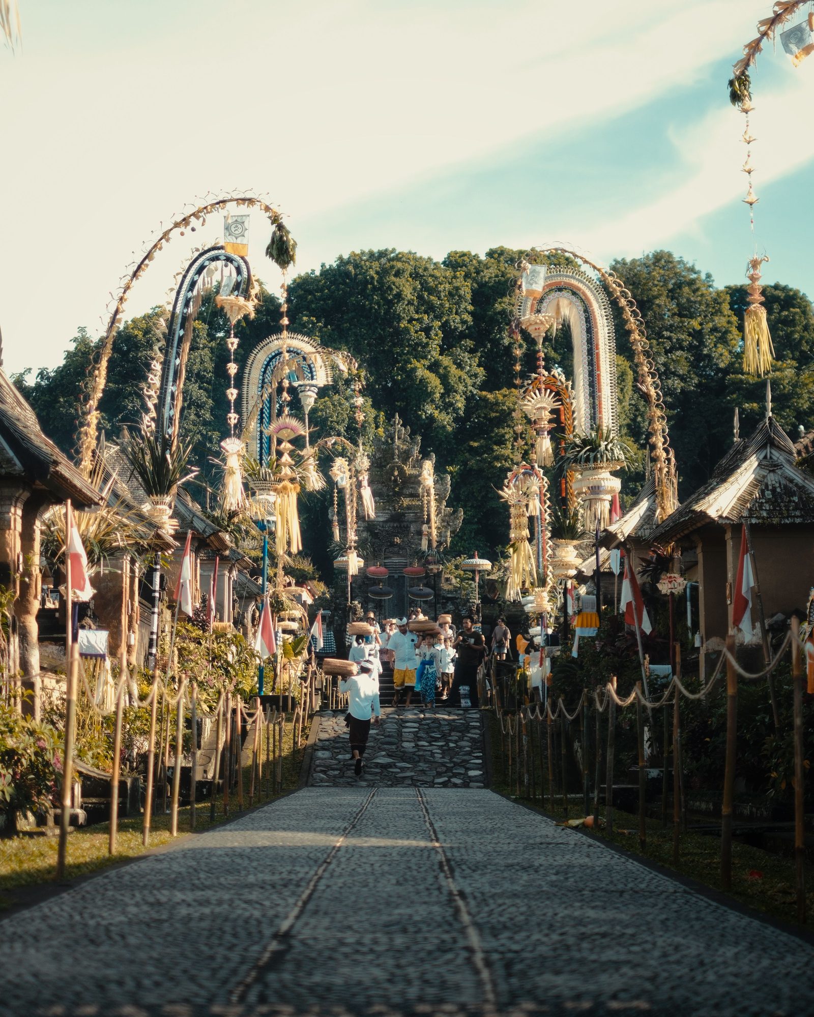 Traditional East Bali village during a temple ceremony